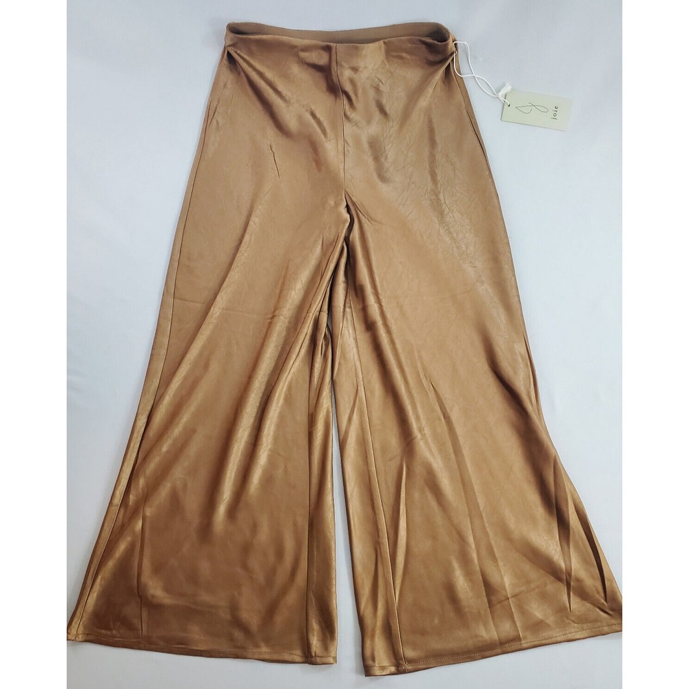 Joie Women Brown Gold Metallic Wide Leg Dress Pants 0789198 Size 8
